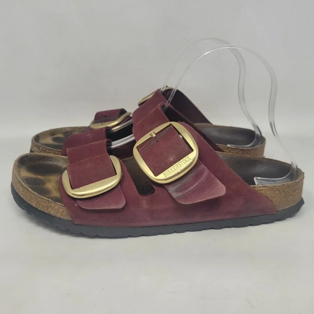 Birkenstock Arizona Sandals EU41 US8 Berry Crush Burgundy Suede Big Buckle